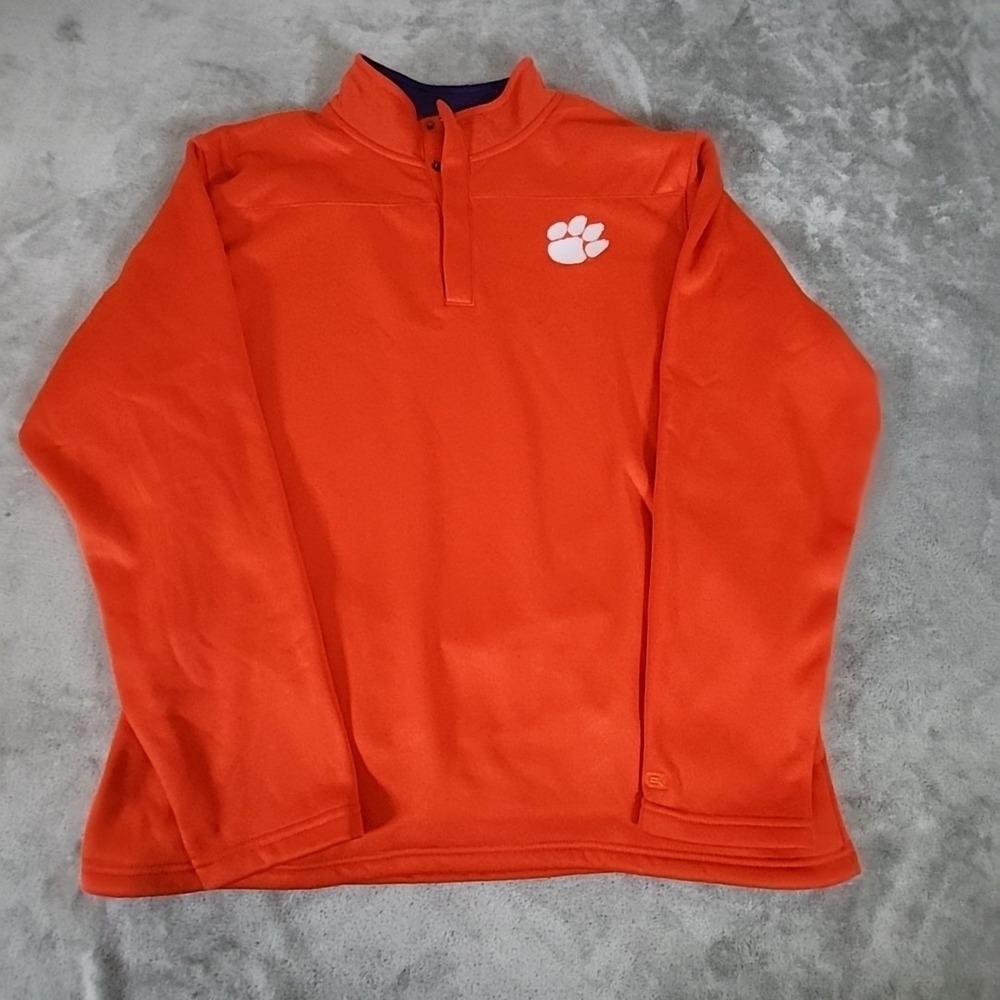 Coliseum Clemson Sweater Mens XXL Orange 1/4 Zip Pullover Sportswear NCAA
